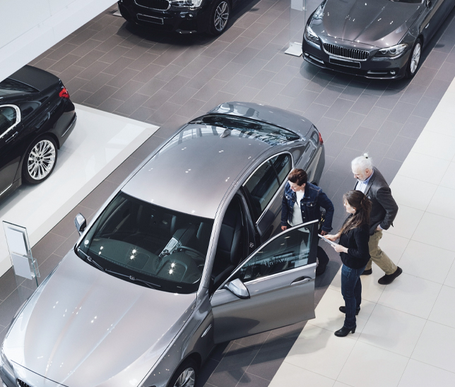 salesman showing off vehicle