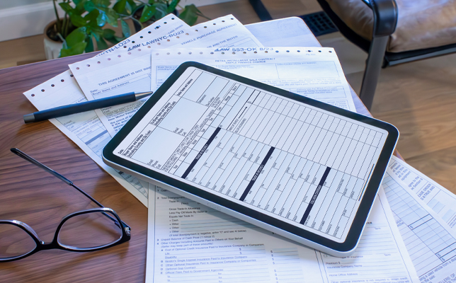 Electronic tablet sitting on table